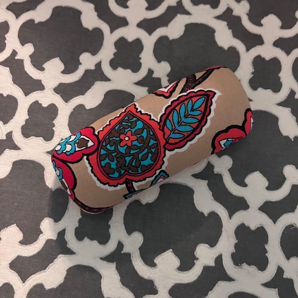 Vera Bradley Glasses Case Floral Brown Blue Red Like NEW - Picture 3 of 8